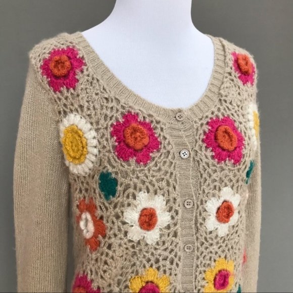 FLYING TOMATO floral crochet cardigan, S. - Picture 6 of 7